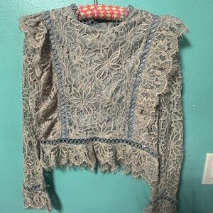 Baby blue lace detail blouse